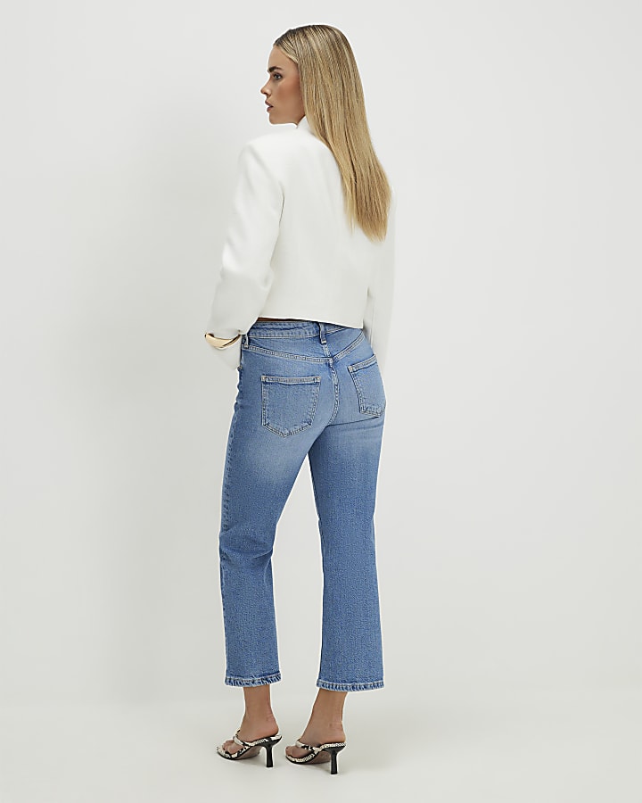 Petite Blue Cropped Flared Jeans