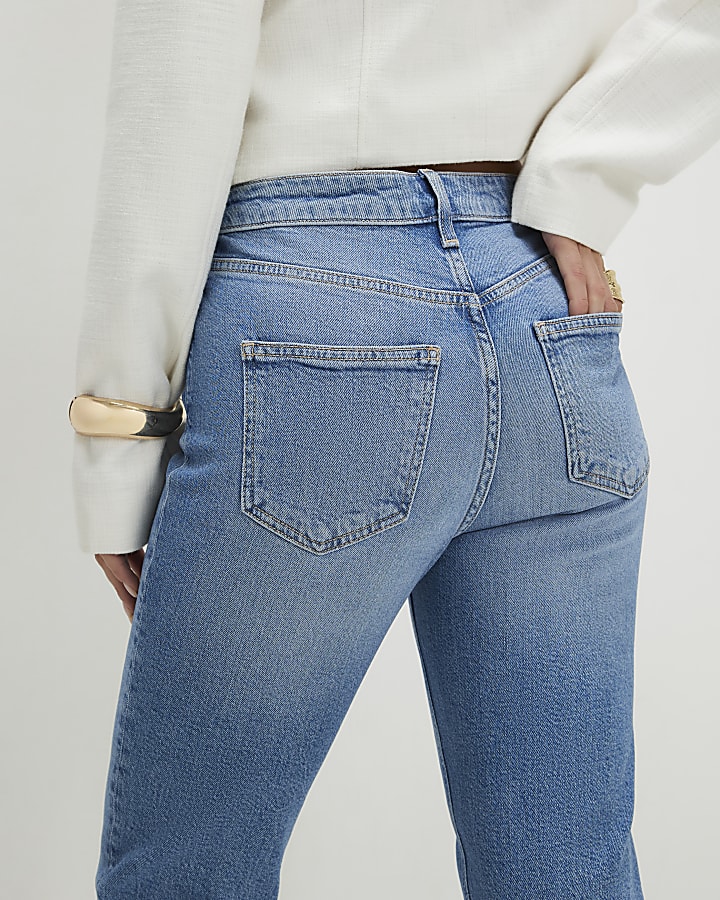 Petite Blue Cropped Flared Jeans