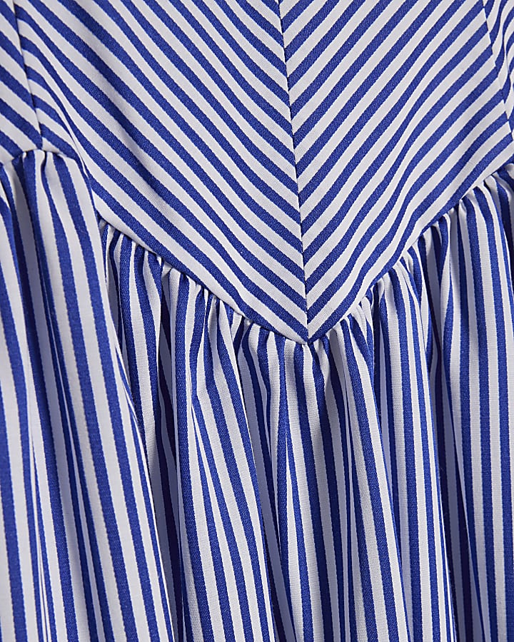 Petite Navy V Neck Stripe Midi Dress