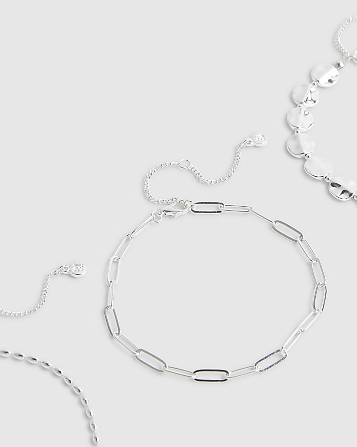 Silver Disc Anklet 3 Pack