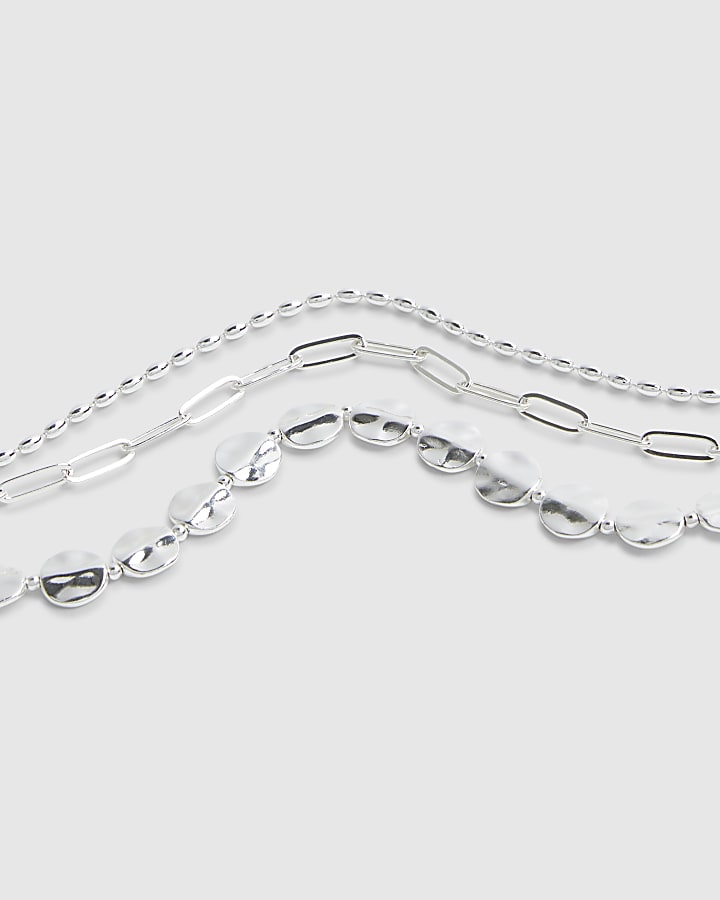 Silver Disc Anklet 3 Pack