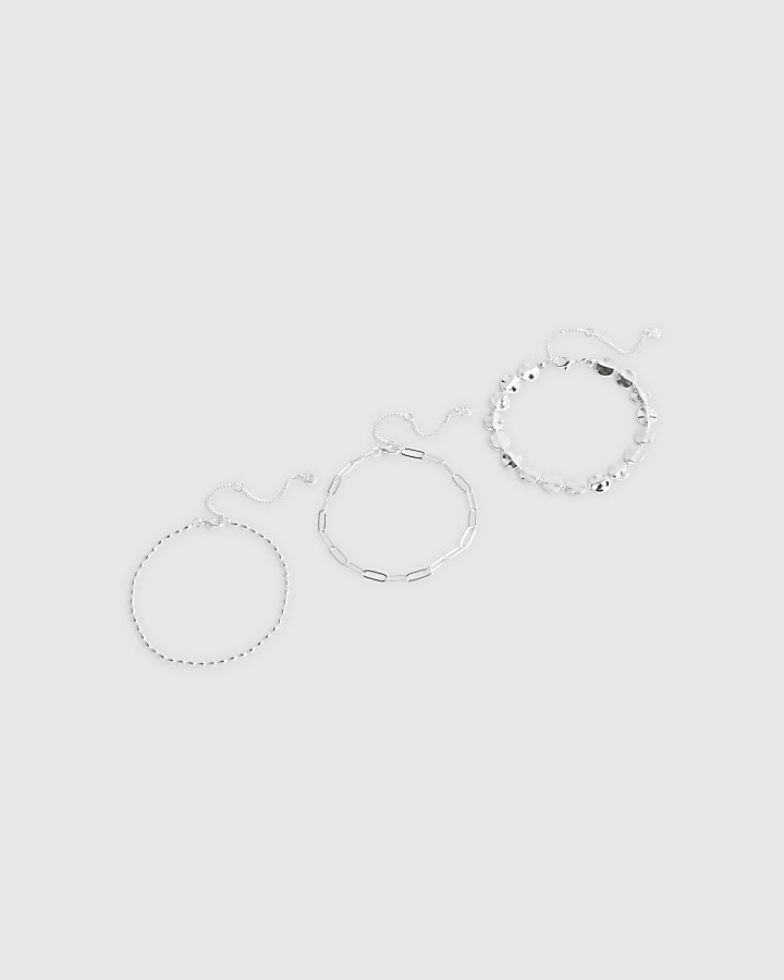 Silver Disc Anklet 3 Pack