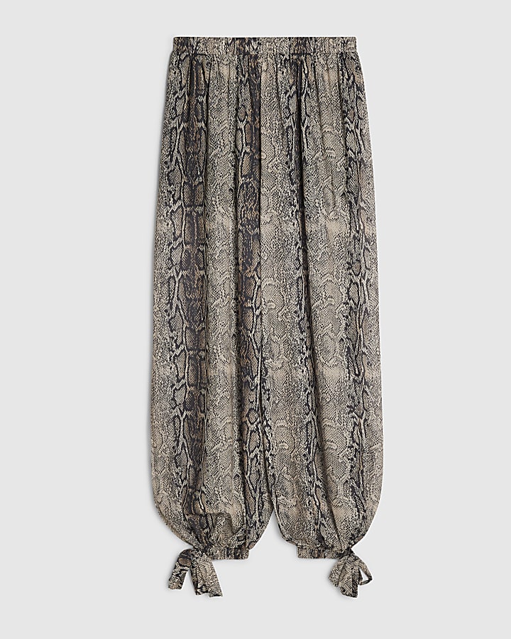 Grey Snake Chiffon Balloon Trousers