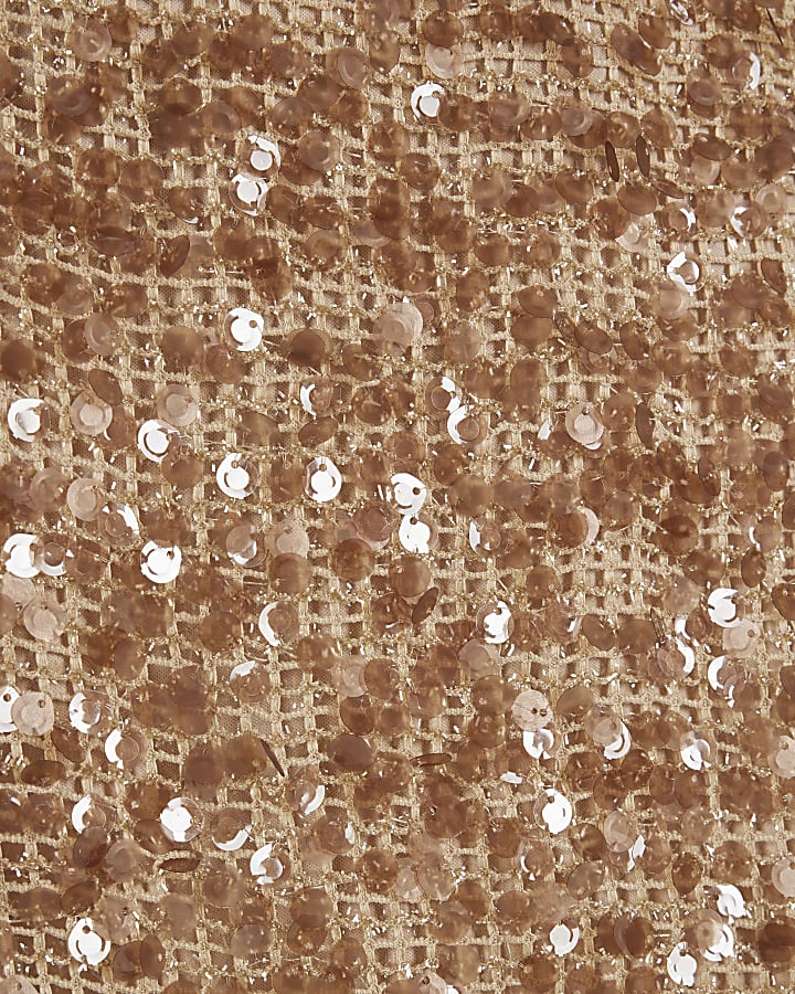 Beige Sequin Mini Dress