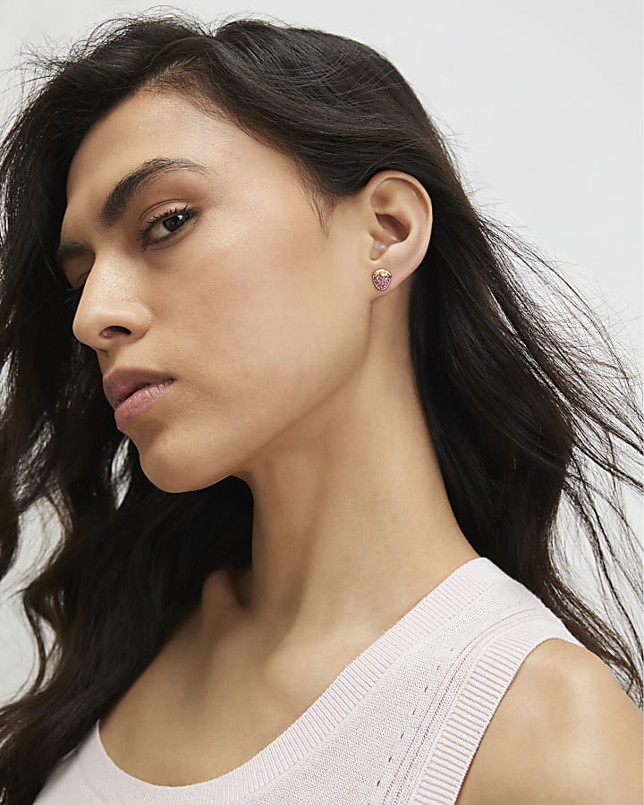 Gold fruit 9 pack stud earrings