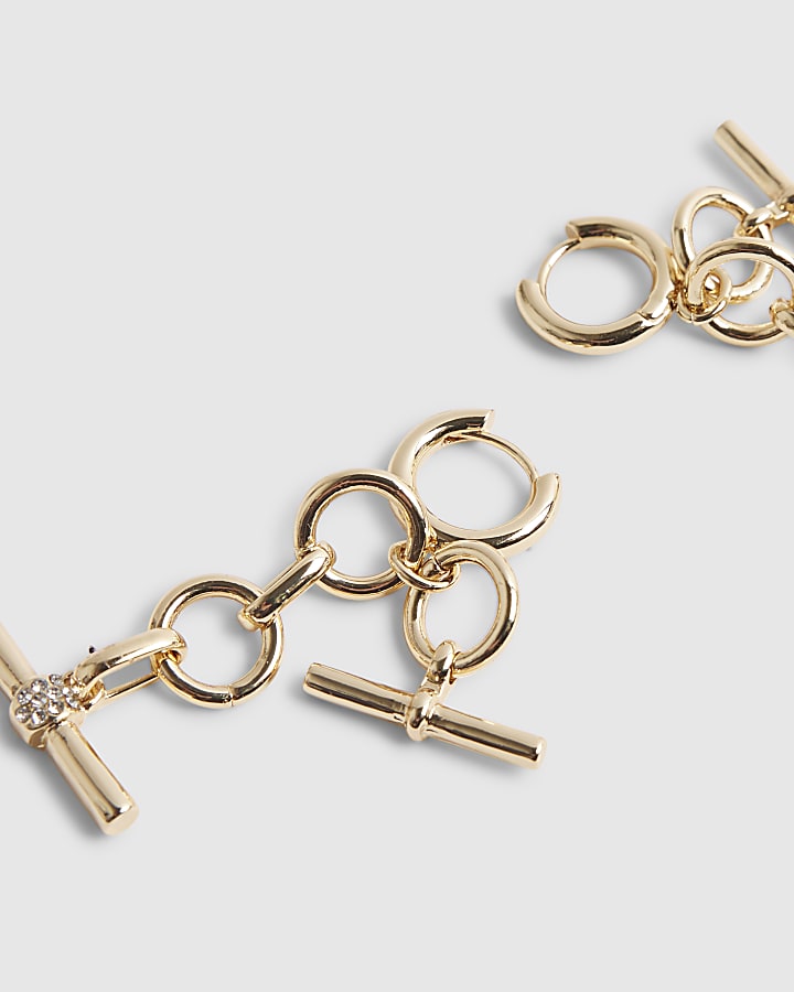 Gold Chunky Bar Drop Earrings