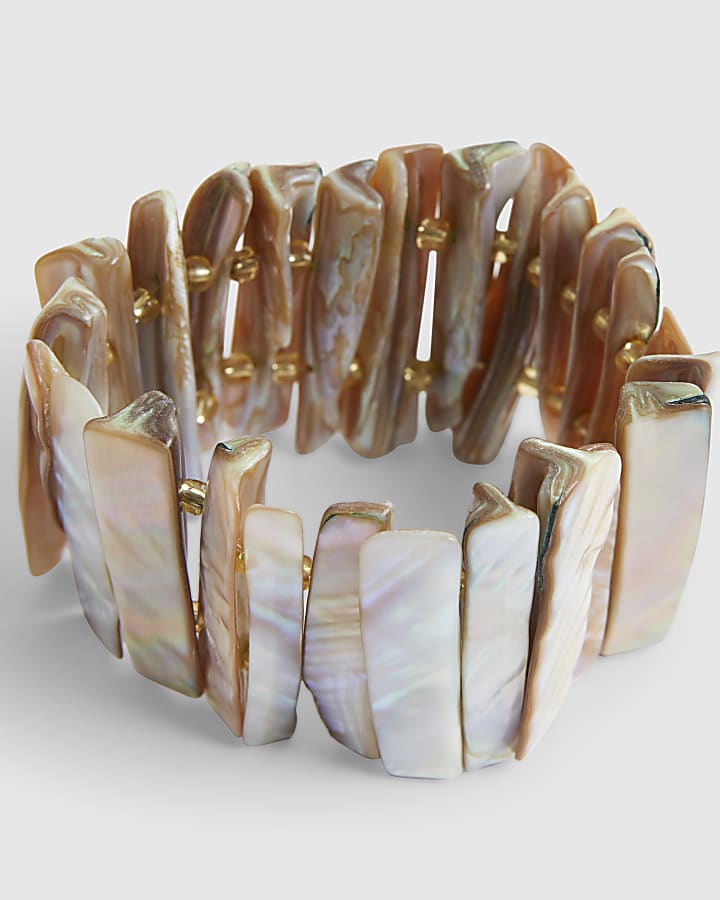 Cream Shell Chipping Stretch Bracelet