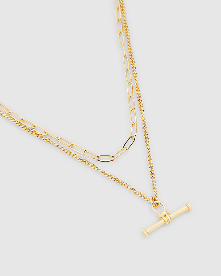 Gold Layered T-bar Necklace
