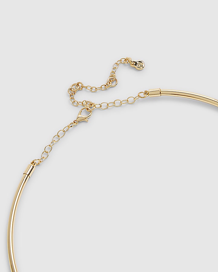 Gold Embellished Flower Torque Necklace