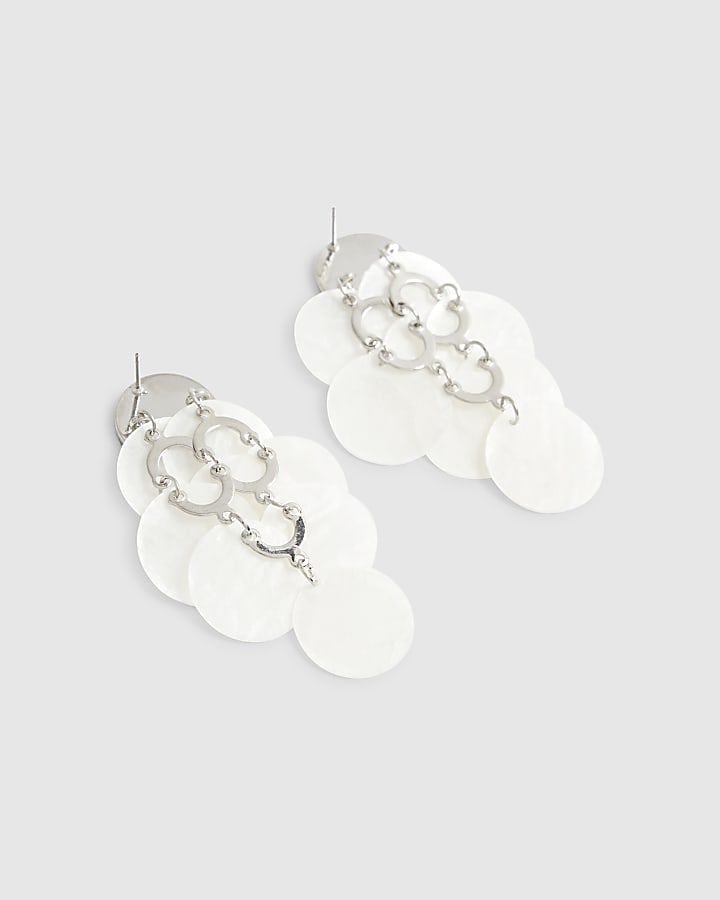 White Shell Stud Earrings