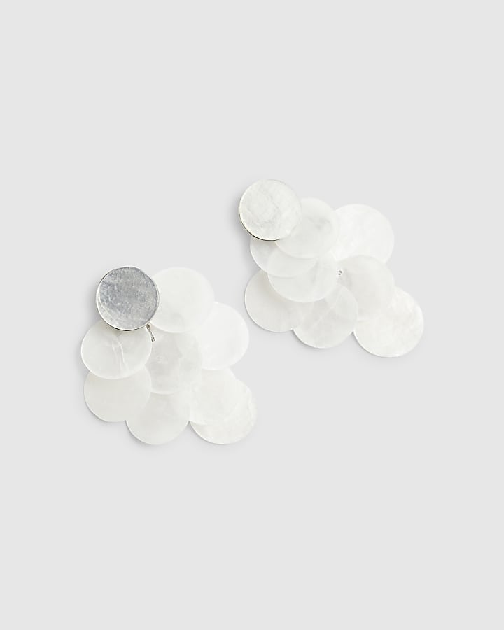 White Shell Stud Earrings