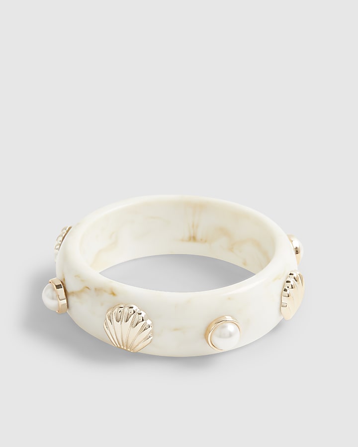 Cream Shell Cream Resin Bangle