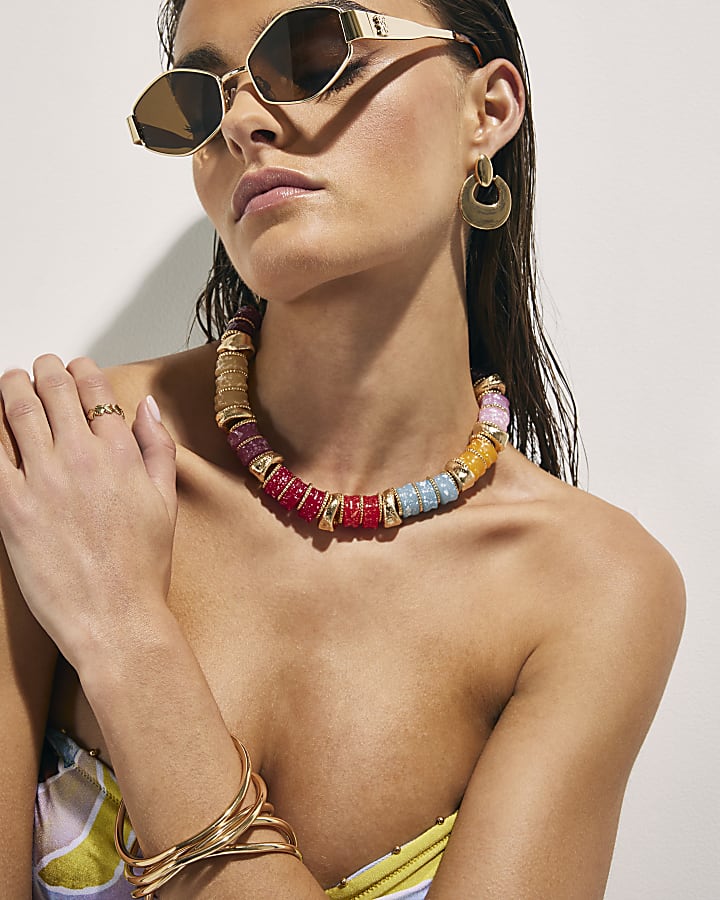 Gold Beaded Chunky Necklace