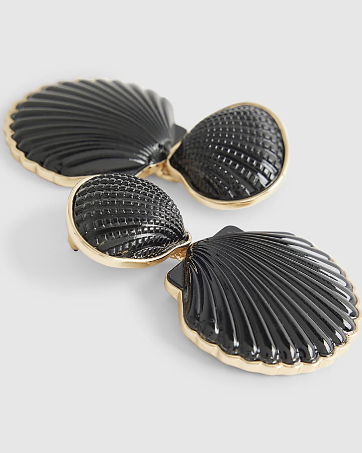 Black Seashell Drop Earrings