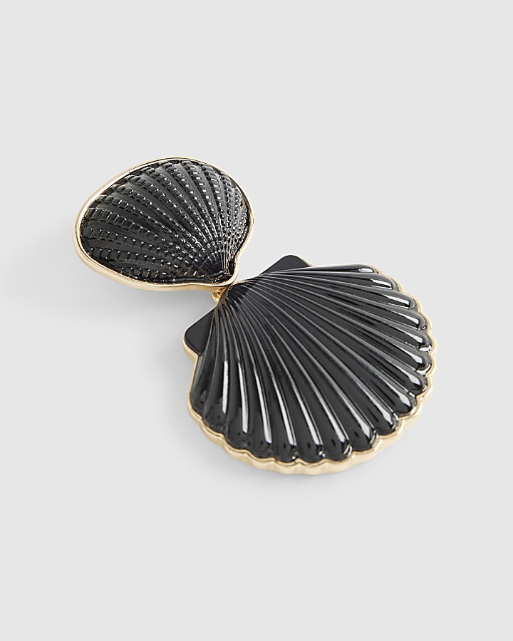 Black Seashell Drop Earrings