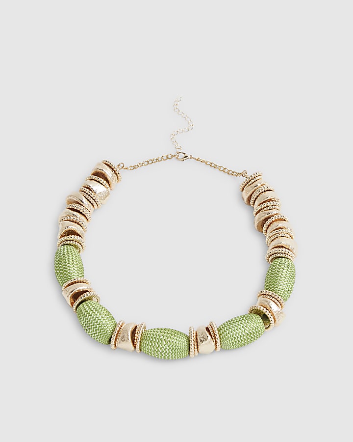 Green Thread Beaded Necklace