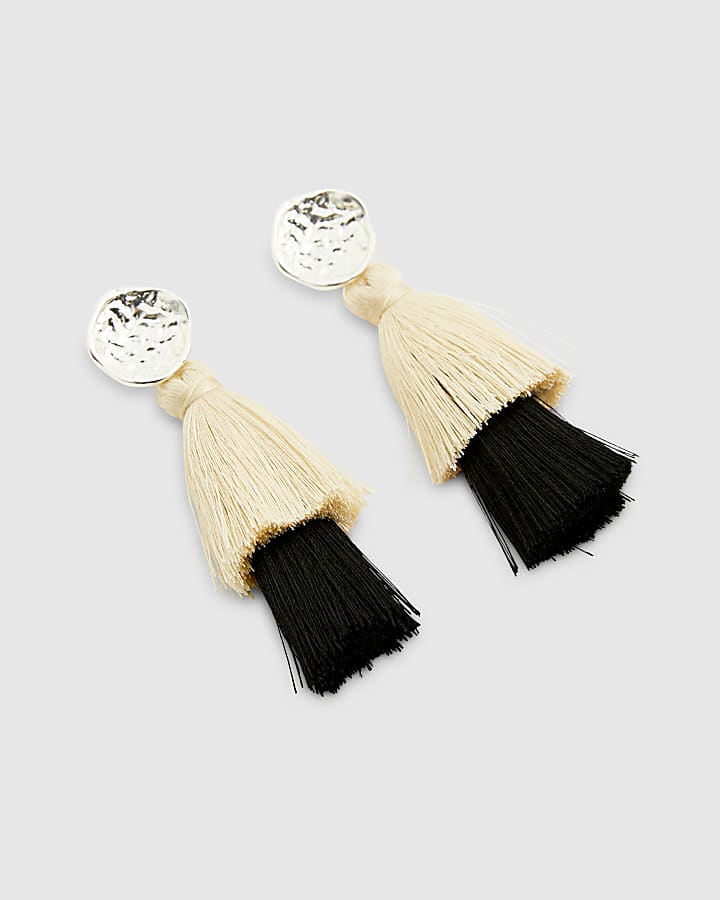 Black Tassel Drop Earrings