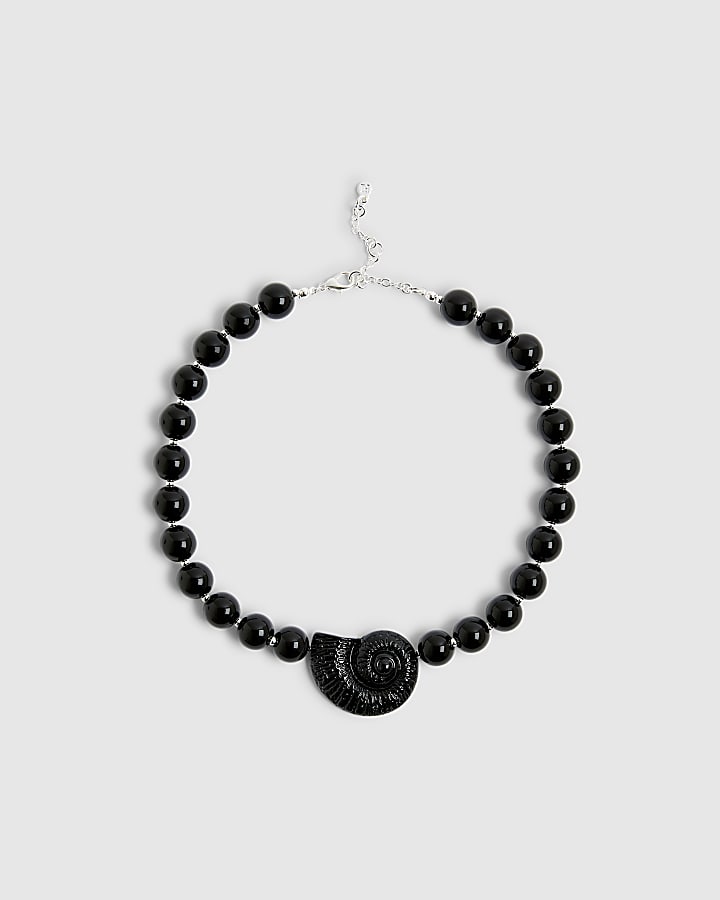 Black Shell On Beaded Necklace