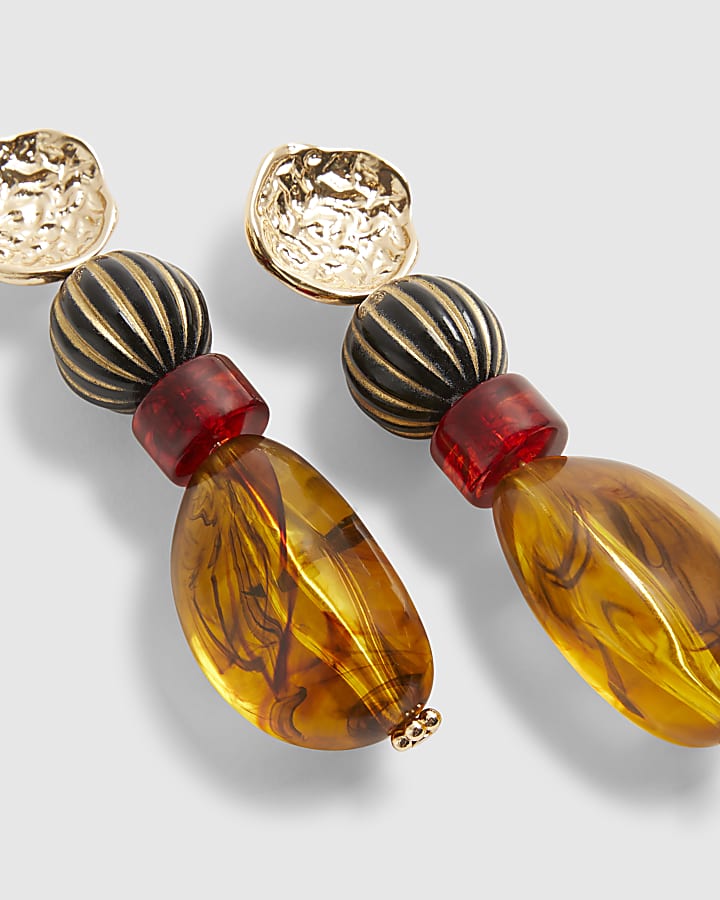 Brown Stone Drop Earrings