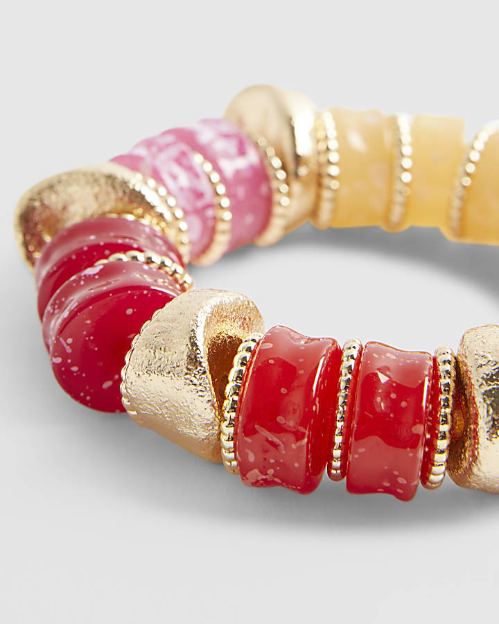 Pink Beaded Stretch Bracelet