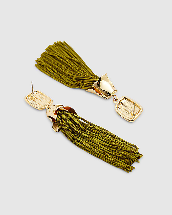 Green Tassel Earrings