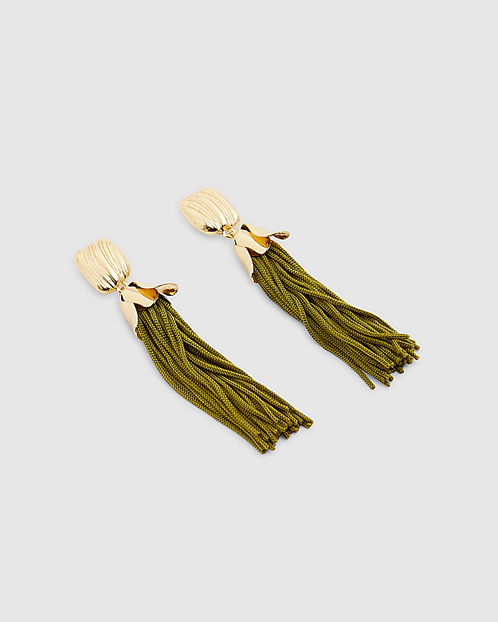 Green Tassel Earrings