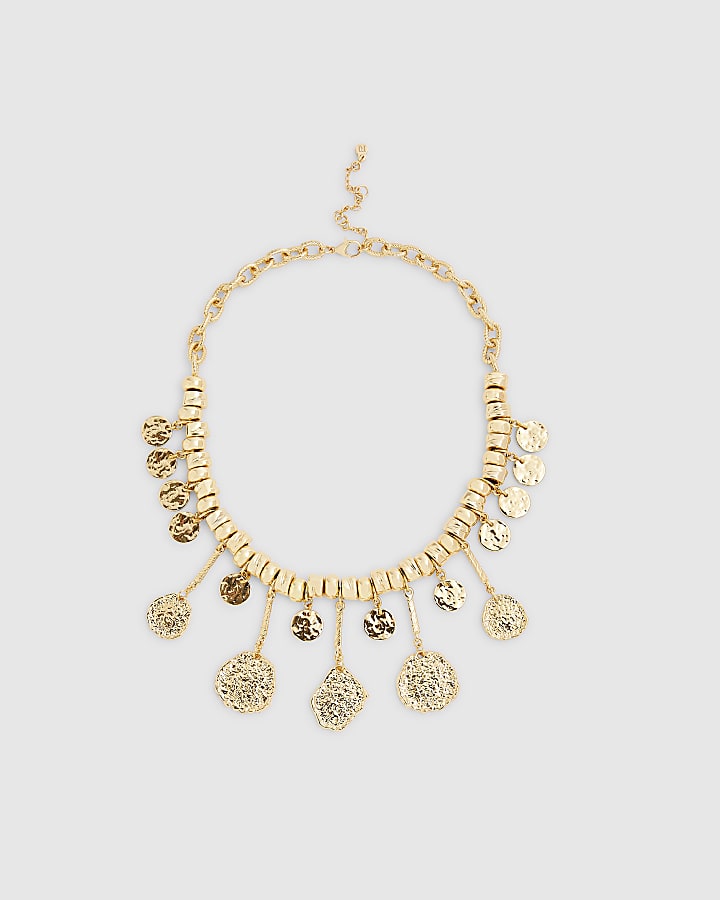 Gold coin collar necklace