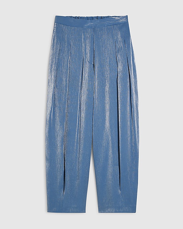 Blue Shimmer Balloon Leg Trousers