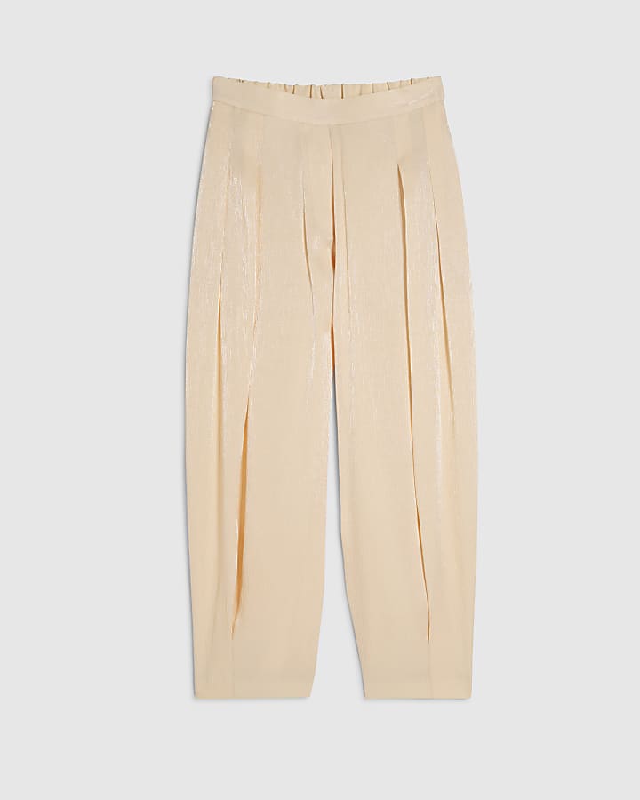 Cream Shimmer Balloon Leg Trousers