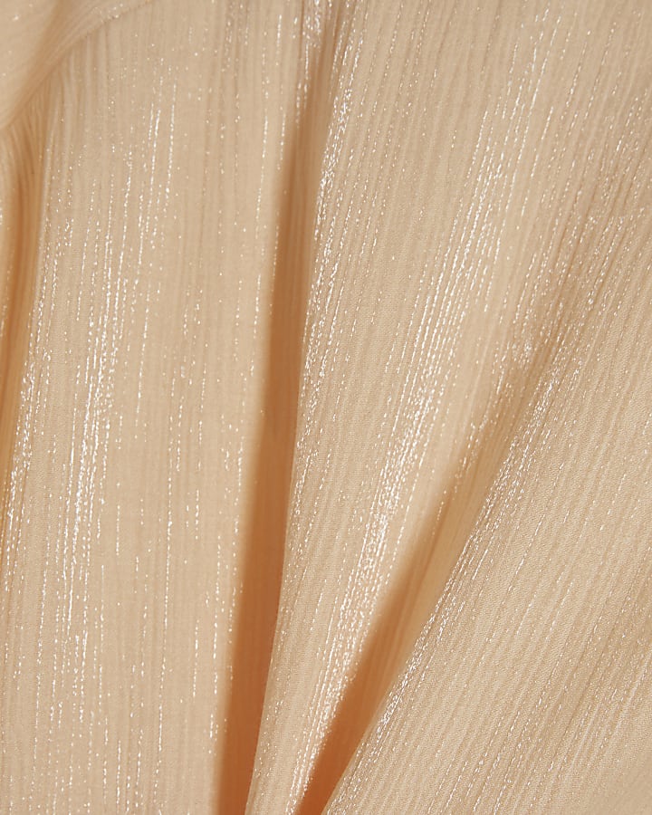 Cream Short Sleeve Shimmer Tailored Top