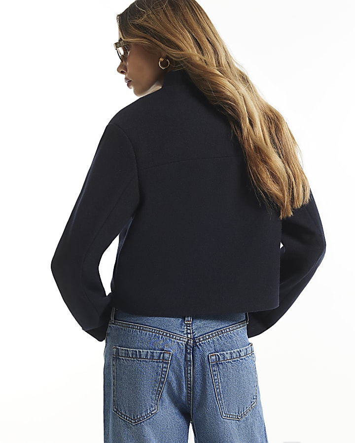 Navy Button Front Jacket
