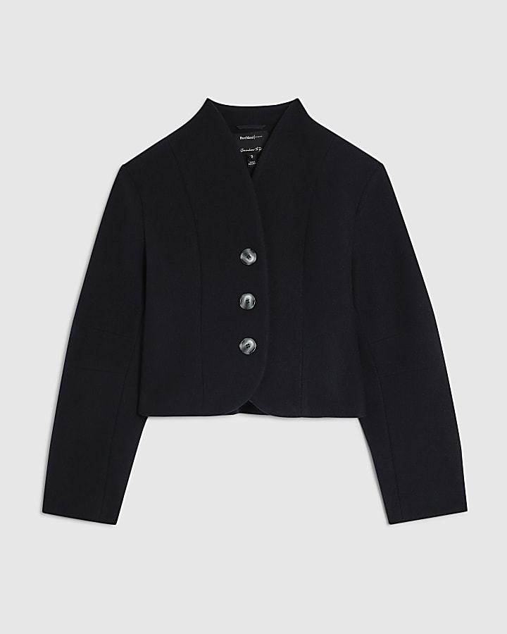 Navy Button Front Jacket