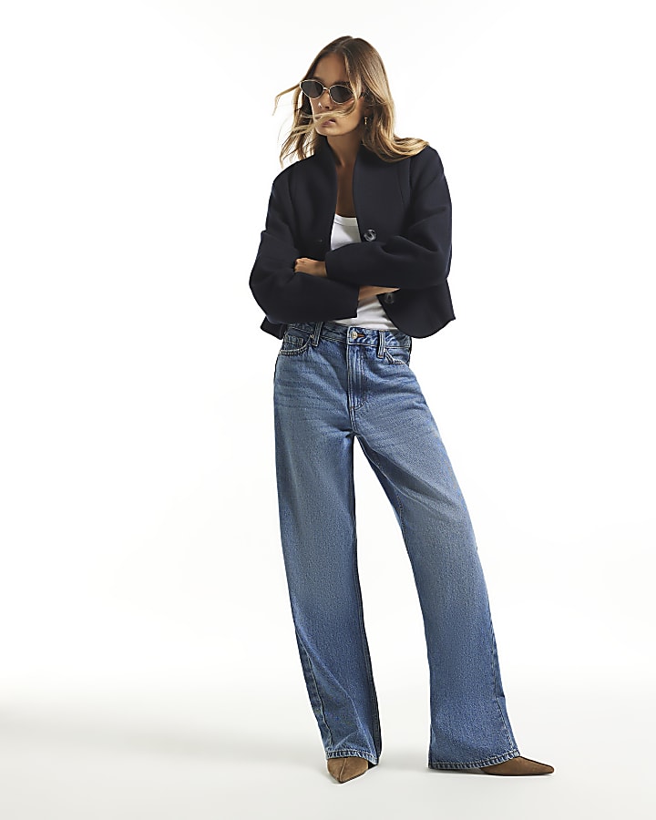 Navy Button Front Jacket