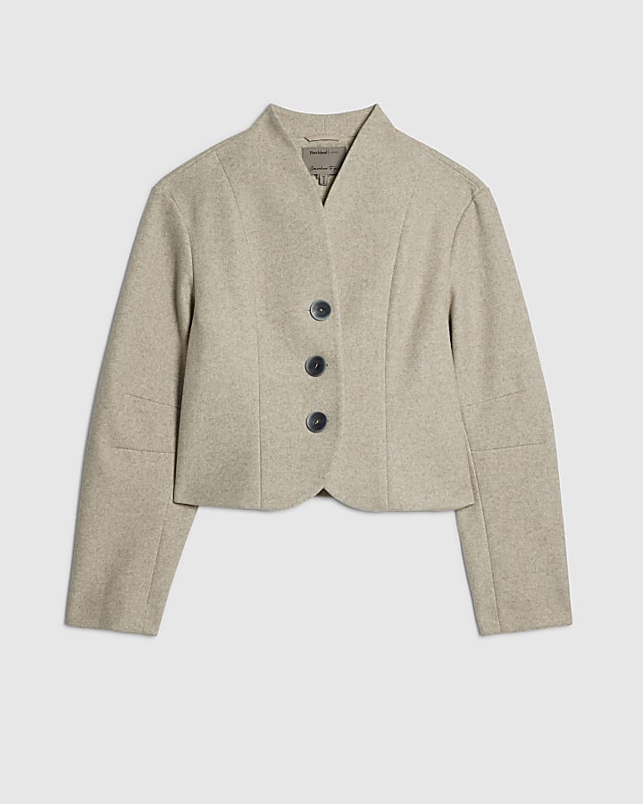 Cream Button Front Jacket
