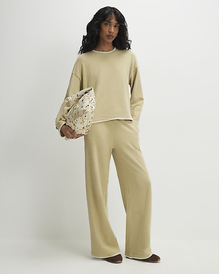 Green Long Sleeve Whipstitch Cosy Sweatshirt