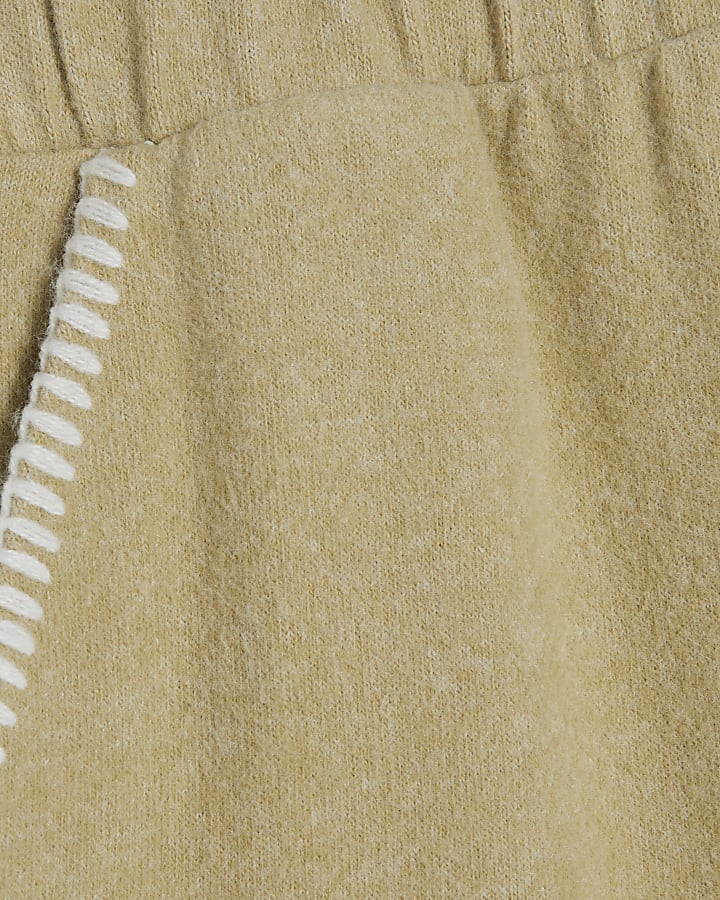 Green Whipstitch Cosy Wide Leg Trousers