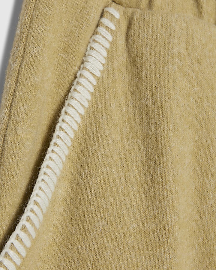 Petite Green Whipstitch Cosy Wide Leg Trouser