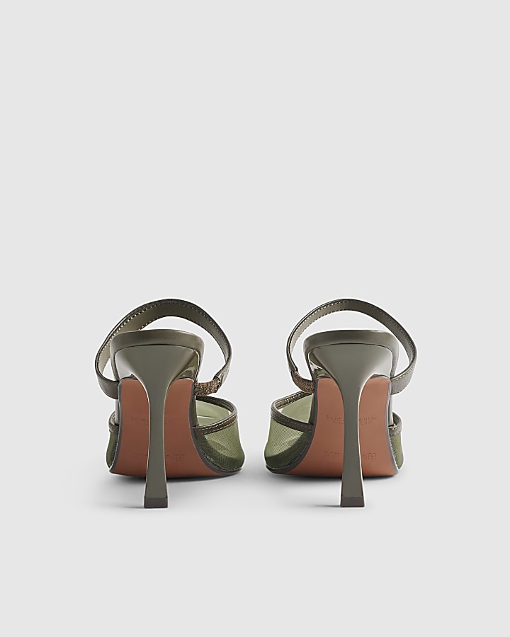 Khaki Mesh Court Heels