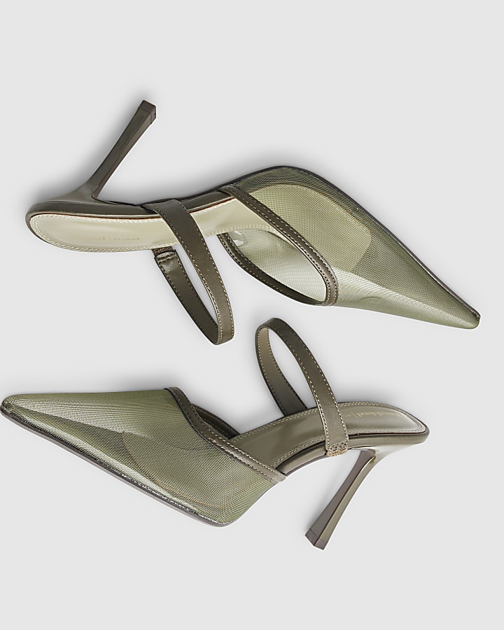 Khaki Mesh Court Heels