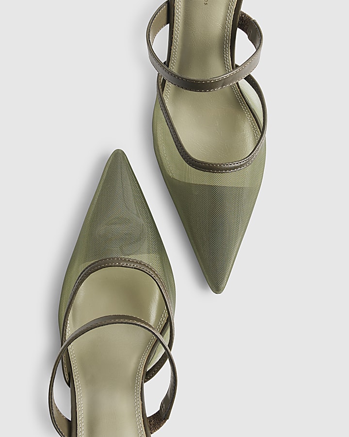 Khaki Mesh Court Heels