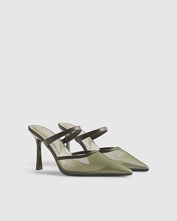 Khaki Mesh Court Heels