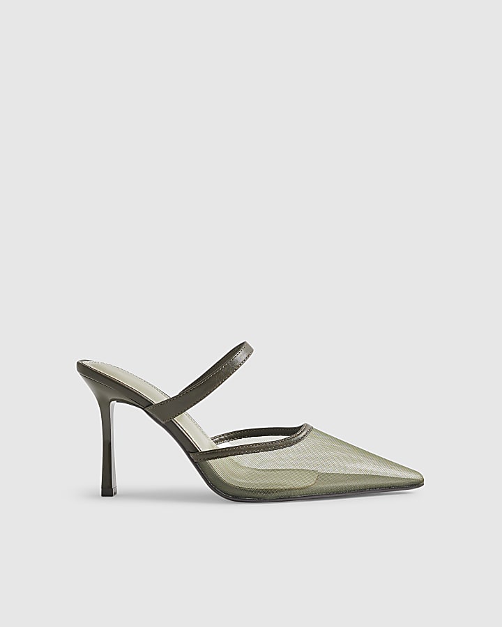 Khaki Mesh Court Heels