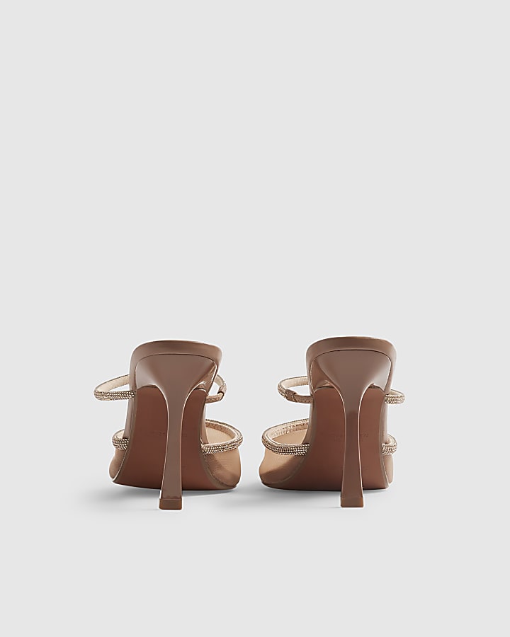Rose Gold Diamante Mesh Court Heels