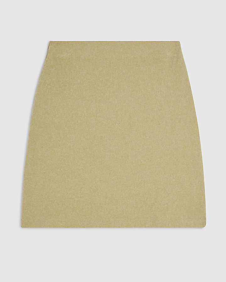 Petite Green Cosy Mini Skirt