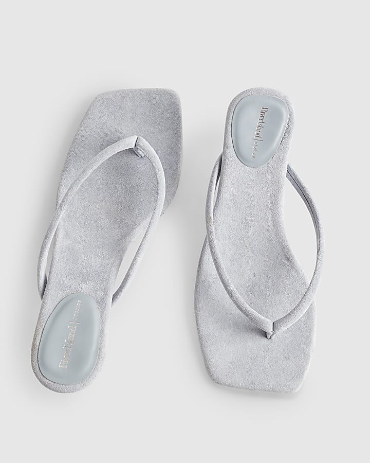 Blue Toe Thong Low heel Sandals