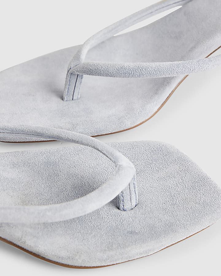 Blue Toe Thong Low heel Sandals