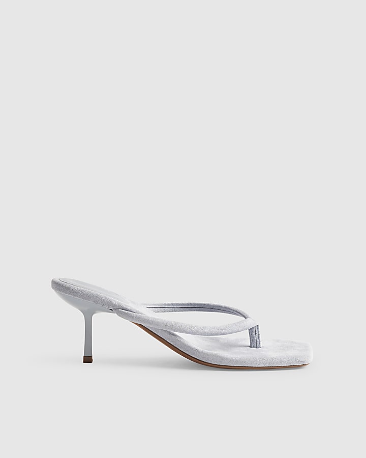 Blue Toe Thong Low heel Sandals