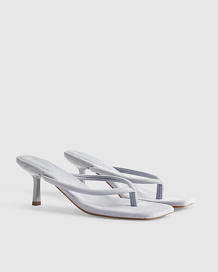 Blue Toe Thong Low heel Sandals
