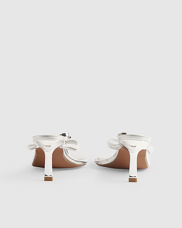 Silver Gem Toe Thong low heel Sandals