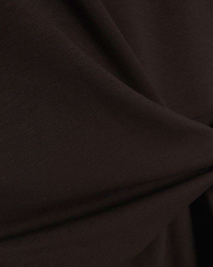 Petite Brown Premium Knot Midi Dress